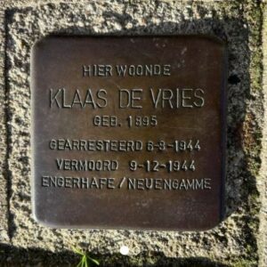 Vries de Klaas Stolperstein